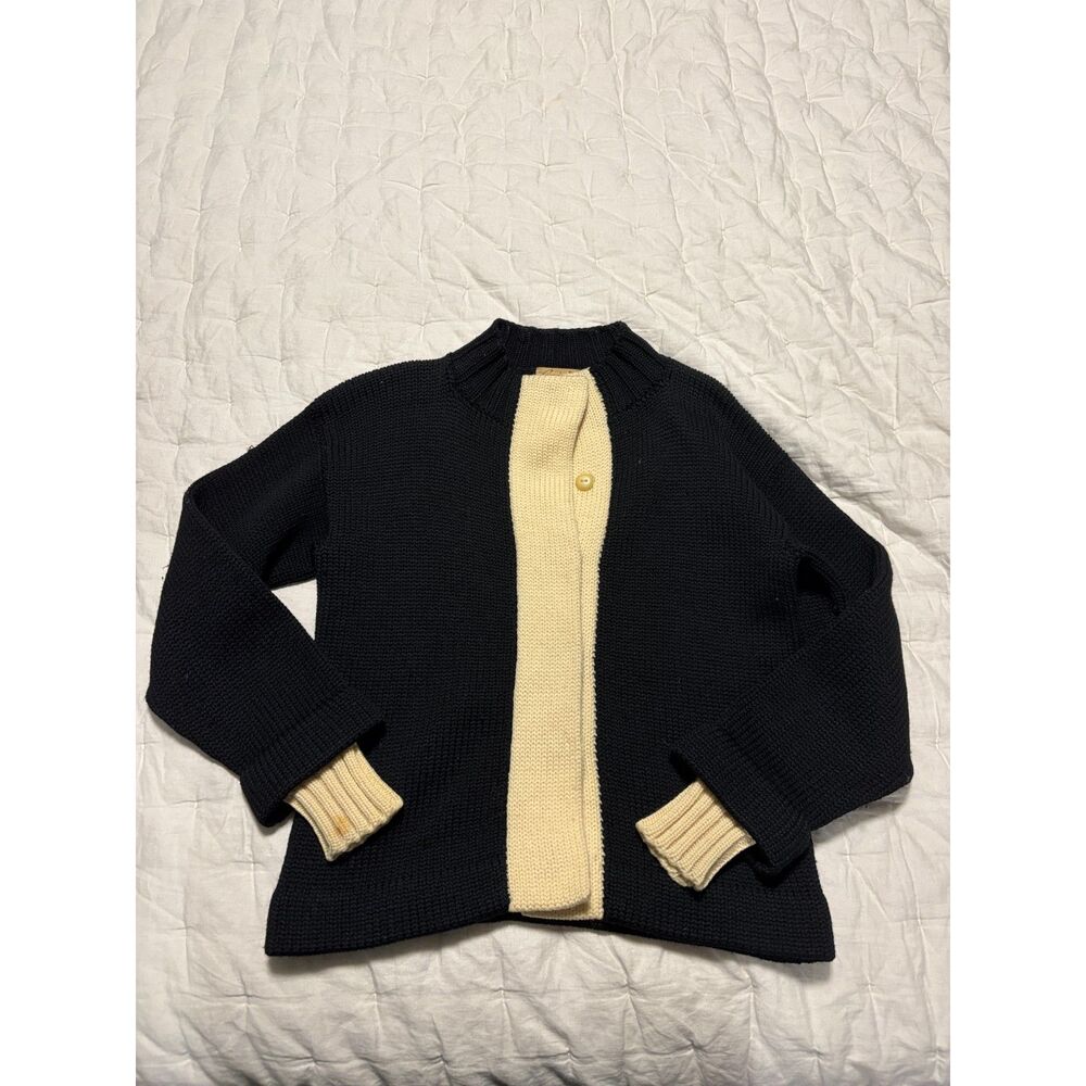 Vintage 1940s Geistex Wool Sweater Womens Medium Black Knit Cardigan